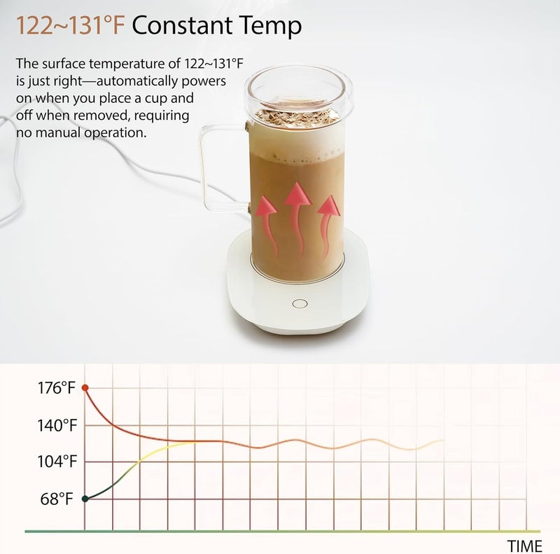 FLFK 20 oz Glass Coffee Mug with USB Cup Warmer,Heated Mug Warmer for Coffee & Tea,Portable USB-Powered Desk Glass Cup Heater for Office. - Image 4